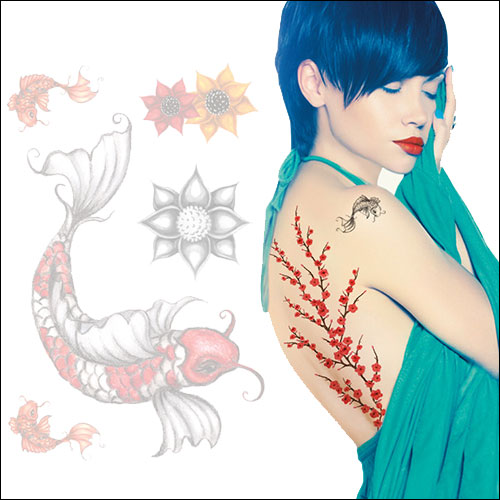 Pinup girl temporary tattoos - geisha glam