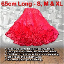 So Soft red 2 layer petticoat in 55cm (21 inch) and 65cm (25 inch) lengths.