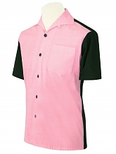 mens short sleeved black with pink panel shirt p2781 12115 zoom