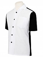 mens short sleeved black with white panel shirt p2777 12119 zoom
