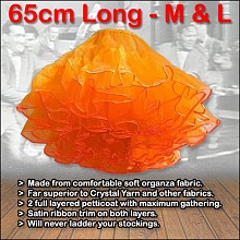 So Soft orange 2 layer petticoat in 55cm (21 inch) and 65cm (25 inch) lengths.