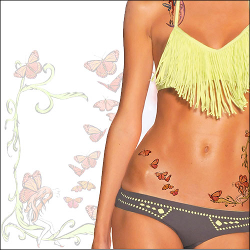 Pinup girl temporary tattoos - butterfly fairy