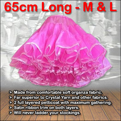 So Soft hot pink 2 layer petticoat in 55cm (21 inch) and 65cm (25 inch) lengths.