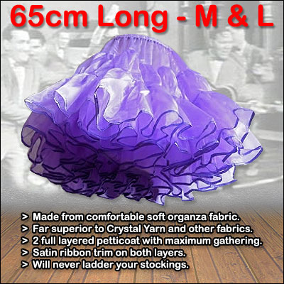 So Soft purple 2 layer petticoat in 55cm (21 inch) and 65cm (25 inch) lengths.
