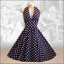 Classic black with white polka dots.
