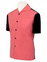 mens short sleeved black with coral panel shirt p2780 12116 zoom